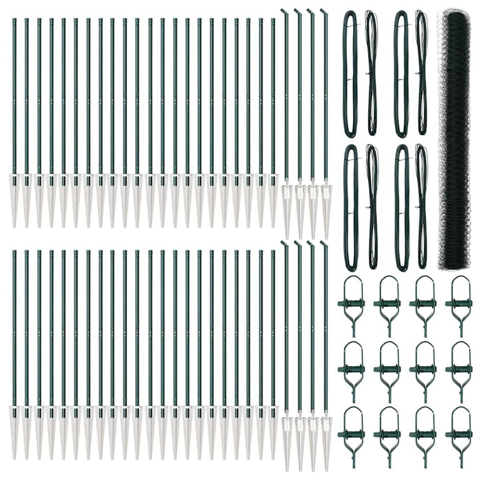 Recinzione con pali. Verde 1.5 x 100 m Acciaio rivestito in PVC 3353179