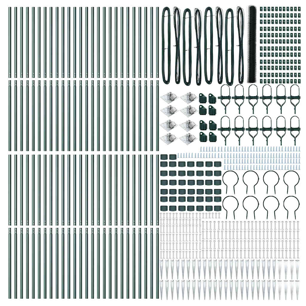 Recinzione con pali. Verde 1.5 x 100 m Acciaio rivestito in PVC 3353179
