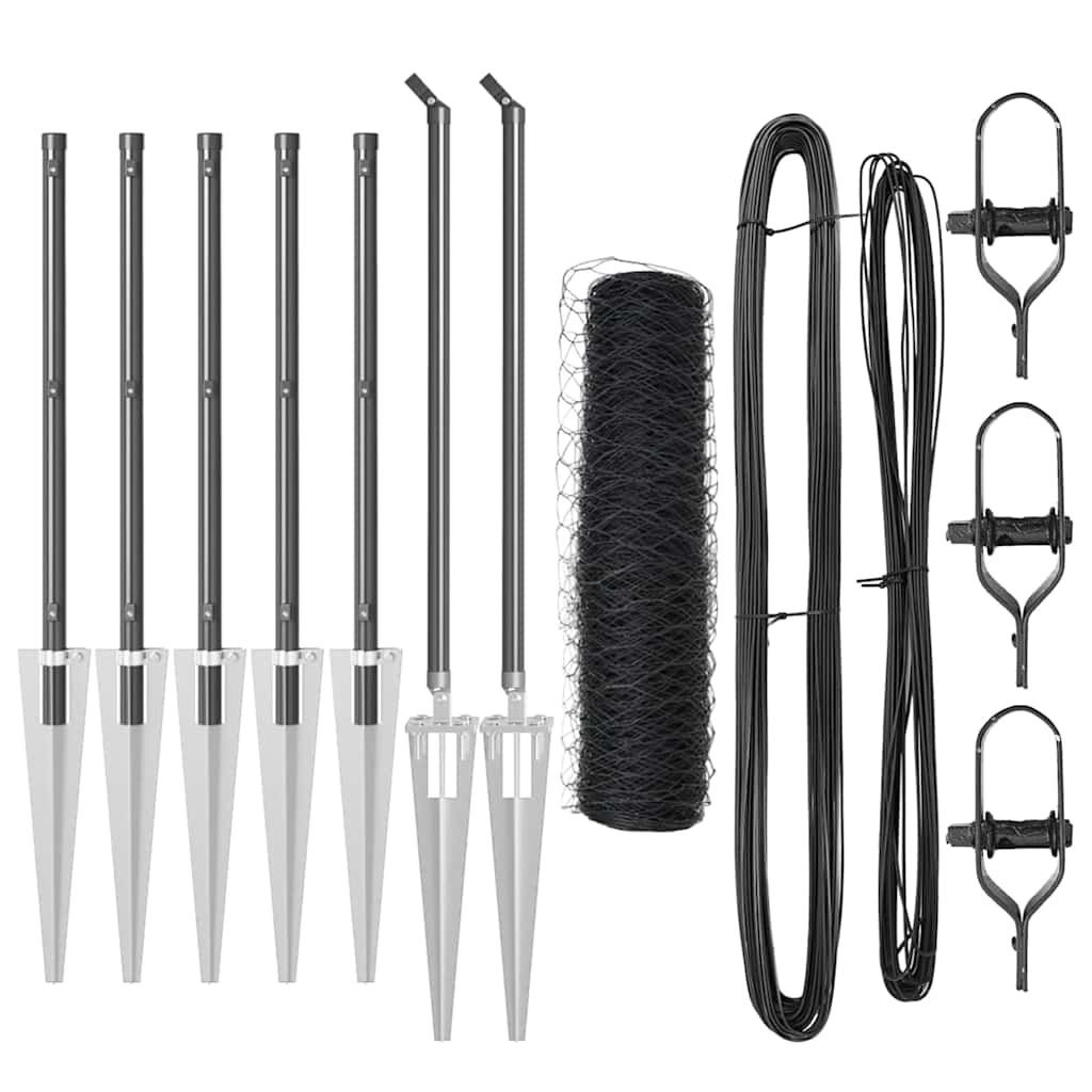 Recinzione con pali. Grigio 0.5 x 10 m Acciaio rivestito in PVC 3353189