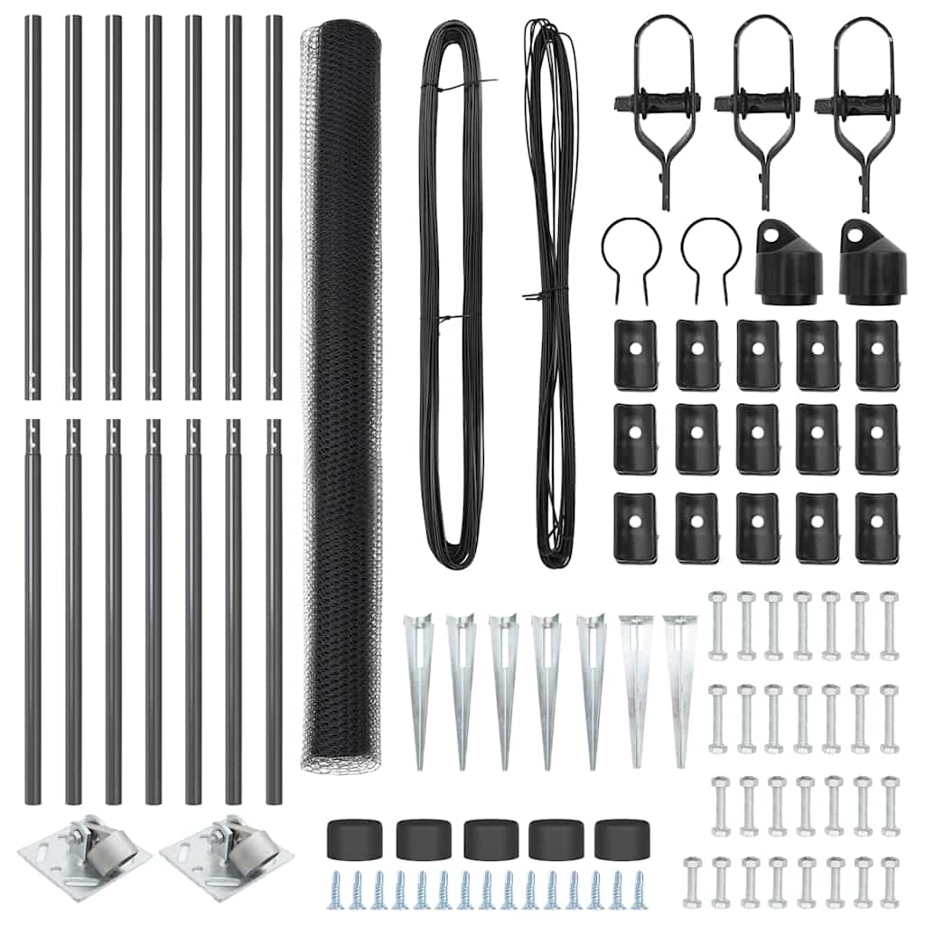 Recinzione con pali. Grigio 1.5 x 10 m Acciaio rivestito in PVC 3353212