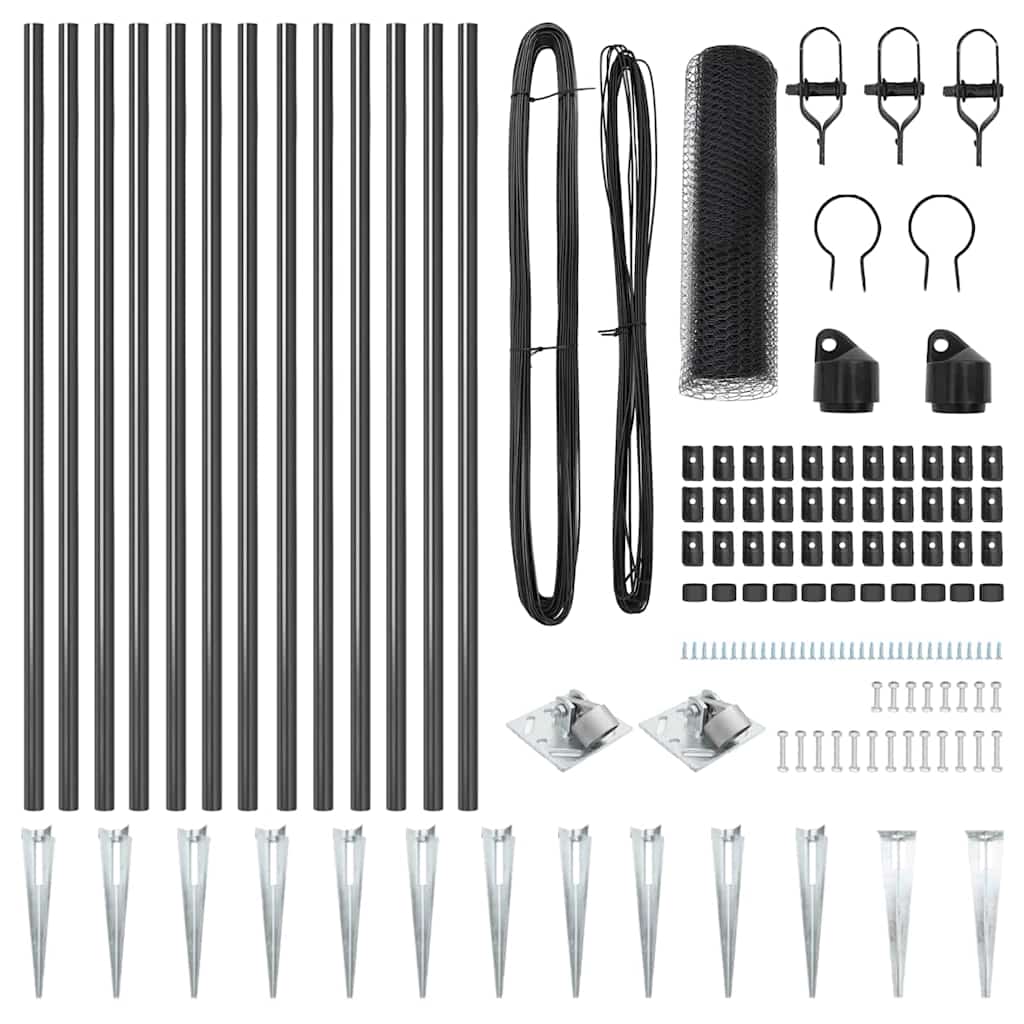 Recinzione con pali. Grigio 0.4 x 25 m Acciaio rivestito in PVC 3353219