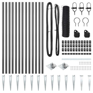 Recinzione con pali. Grigio 0.5 x 25 m Acciaio rivestito in PVC 3353226