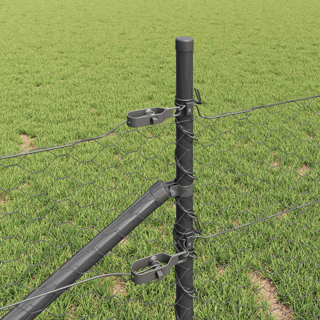 Recinzione con pali. Grigio 0.8 x 25 m Acciaio rivestito in PVC 3353233