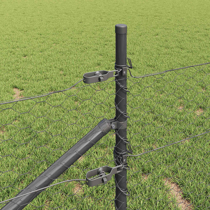 Recinzione con pali. Grigio 0.8 x 25 m Acciaio rivestito in PVC 3353233