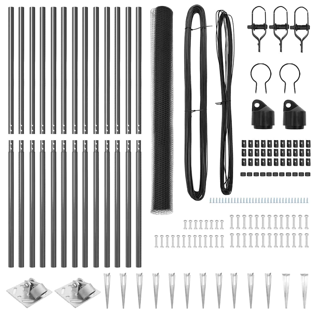 Recinzione con pali. Grigio 1.5 x 25 m Acciaio rivestito in PVC 3353248