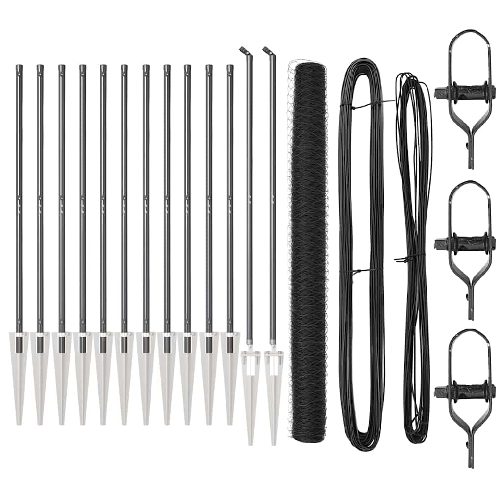 Recinzione con pali. Grigio 1.6 x 25 m Acciaio rivestito in PVC 3353253