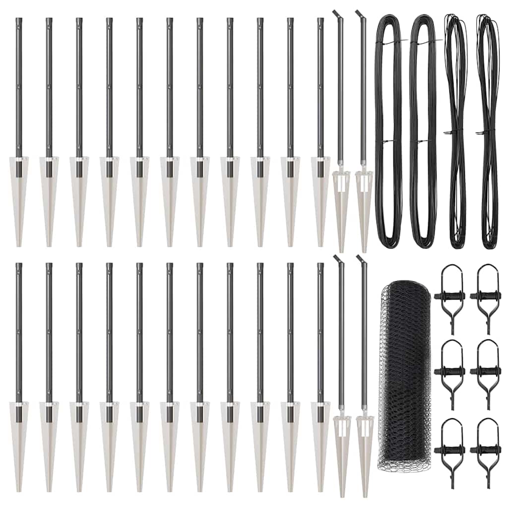 Recinzione con pali. Grigio 0.5 x 50 m Acciaio rivestito in PVC 3353260