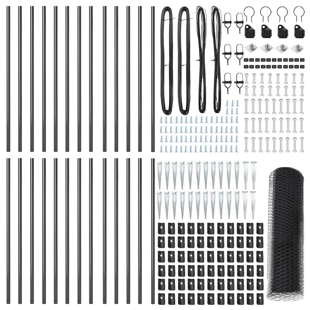 Recinzione con pali. Grigio 0.5 x 50 m Acciaio rivestito in PVC 3353260
