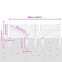 Recinzione con pali. Grigio 0.5 x 50 m Acciaio rivestito in PVC 3353260