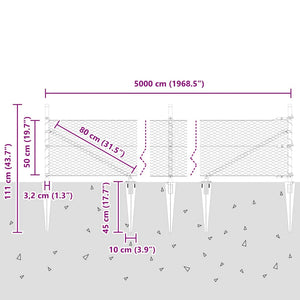 Recinzione con pali. Grigio 0.5 x 50 m Acciaio rivestito in PVC 3353260