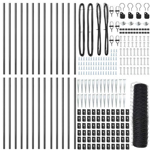 Recinzione con pali. Grigio 0.6 x 50 m Acciaio rivestito in PVC 3353265