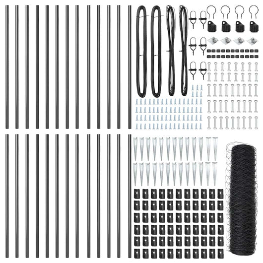 Recinzione con pali. Grigio 0.6 x 50 m Acciaio rivestito in PVC 3353265