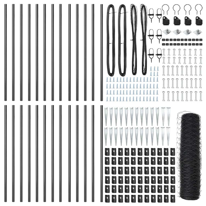 Recinzione con pali. Grigio 0.6 x 50 m Acciaio rivestito in PVC 3353265