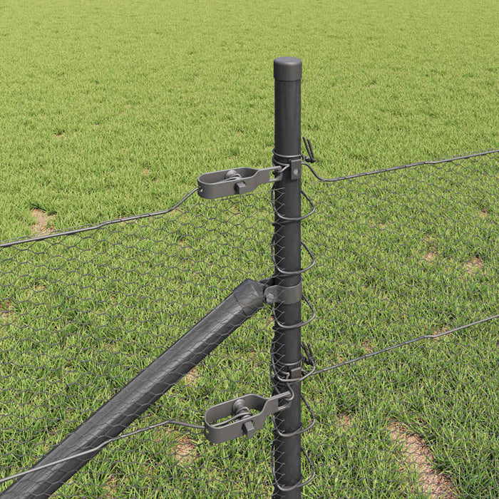 Recinzione con pali. Grigio 0.8 x 50 m Acciaio rivestito in PVC 3353267