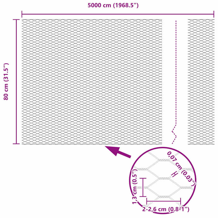 Recinzione con pali. Grigio 0.8 x 50 m Acciaio rivestito in PVC 3353267