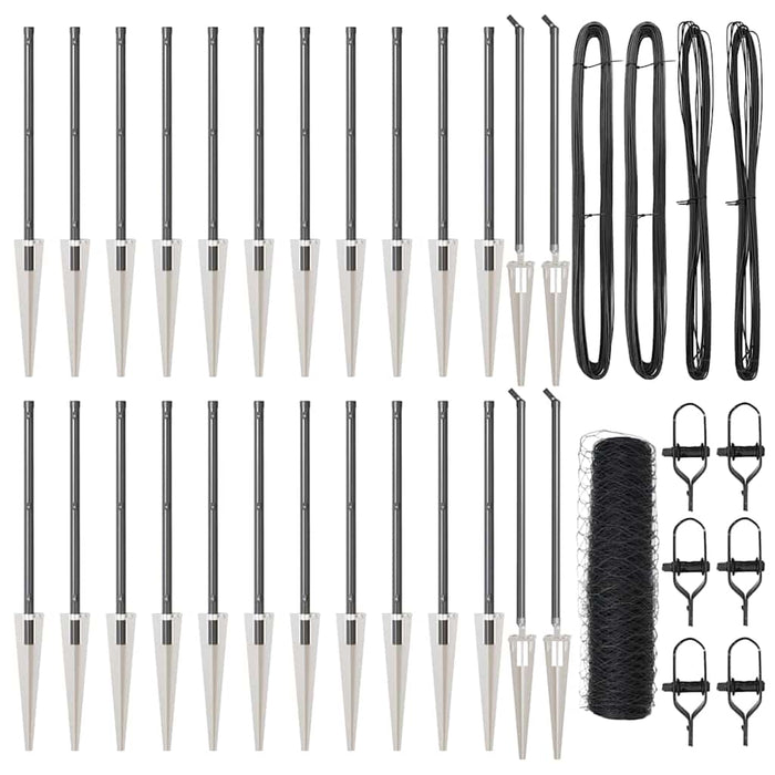 Recinzione con pali. Grigio 0.8 x 50 m Acciaio rivestito in PVC 3353269