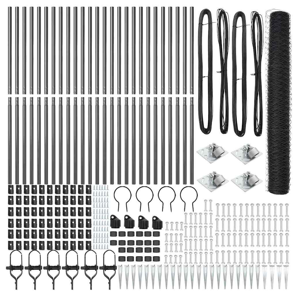 Recinzione Esagonale  Grigia 1,2x50 m Acciaio 3353277