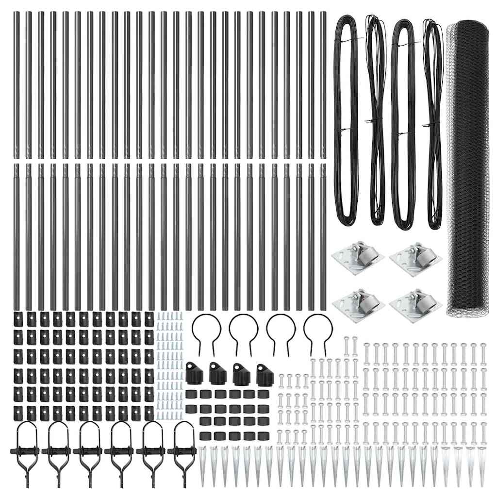 Recinzione con pali. Grigio 1.4 x 50 m Acciaio rivestito in PVC 3353280