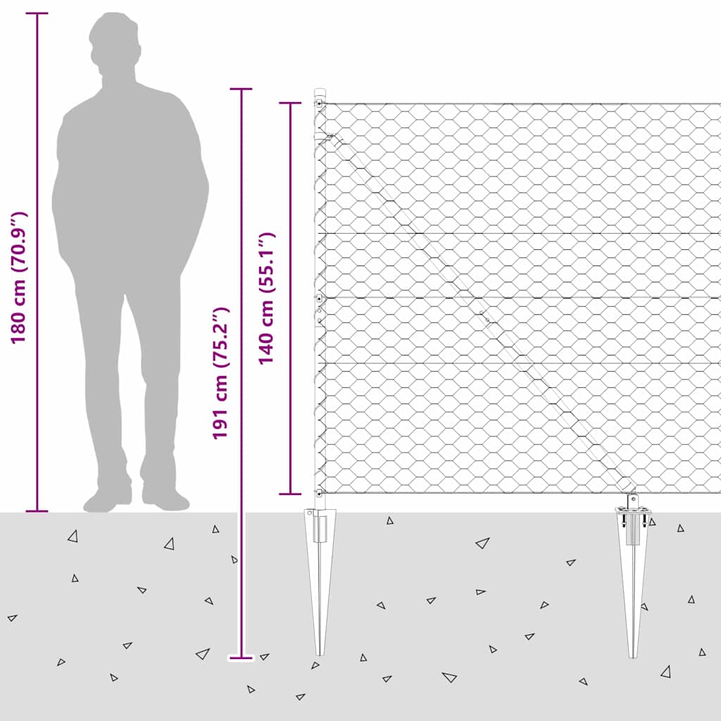 Recinto esagonale  Grigio 1.4x50 m Acciaio 3353282