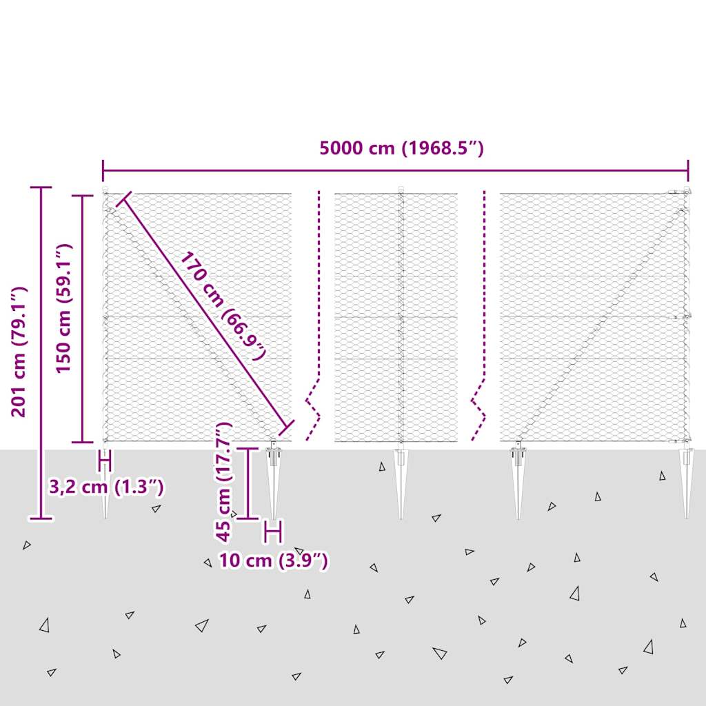 Recinto Esagonale  Grigio 1,5x50 m Acciaio 3353285
