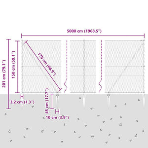 Recinto Esagonale  Grigio 1,5x50 m Acciaio 3353285