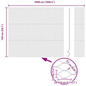 Recinto Esagonale  Grigio 1,5x50 m Acciaio 3353285
