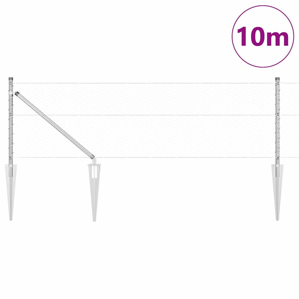 Recinzione con pali. Argento 0.6 x 10 m 3353333