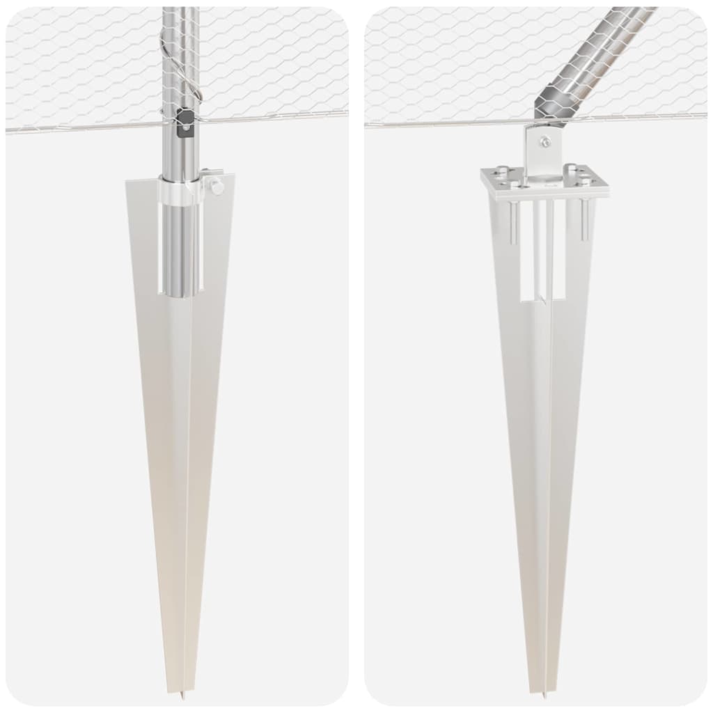 Recinzione con pali. Argento 1 x 10 m Acciaio rivestito in PVC 3353340