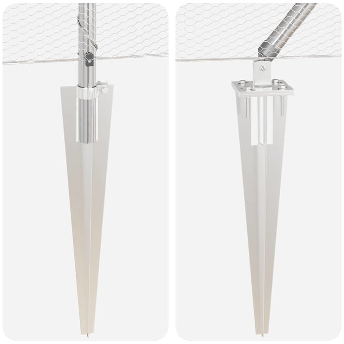 Recinzione con pali. Argento 1 x 10 m Acciaio rivestito in PVC 3353340