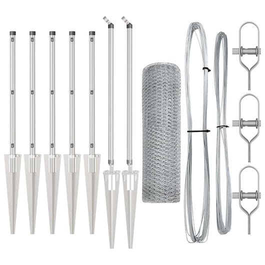 Recinzione con pali. Argento 1 x 10 m Acciaio rivestito in PVC 3353340