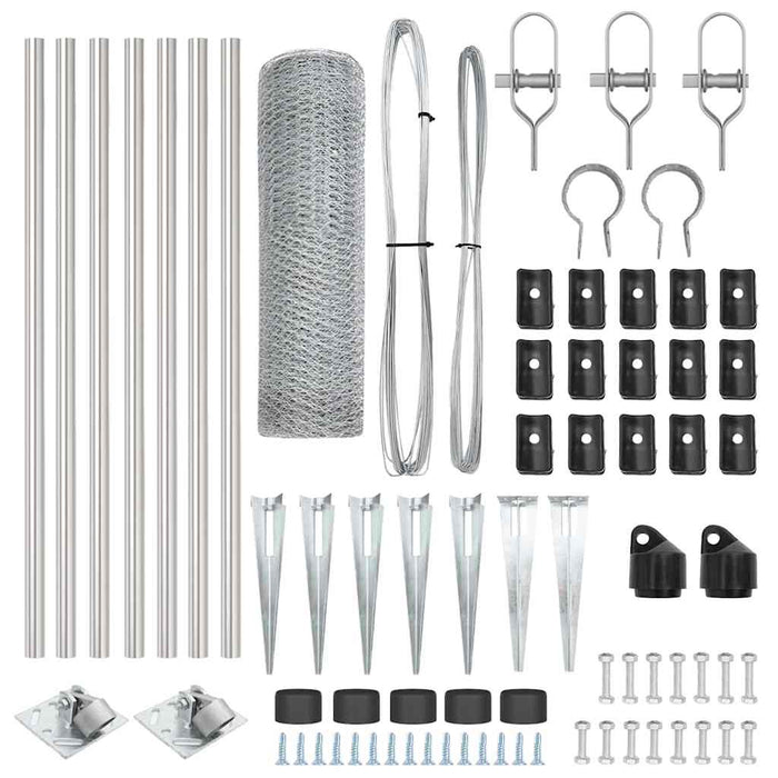 Recinzione con pali. Argento 1 x 10 m Acciaio rivestito in PVC 3353340