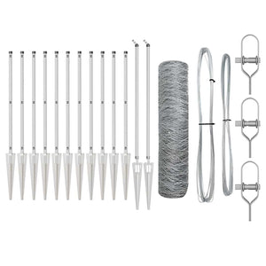 Recinzione con pali. Argento 1 x 10 m Acciaio rivestito in PVC 3353342