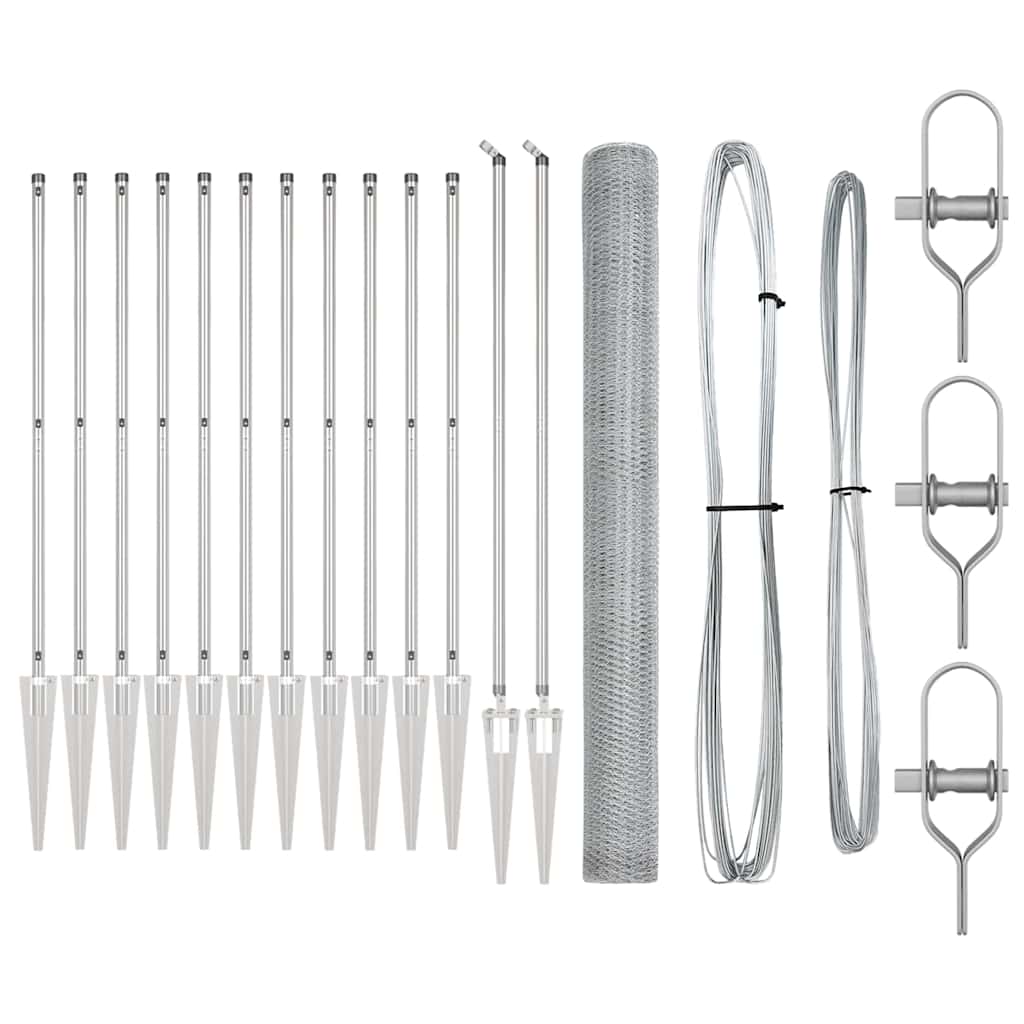 Recinzione con pali. Argento 1.5 x 25 m 3353389