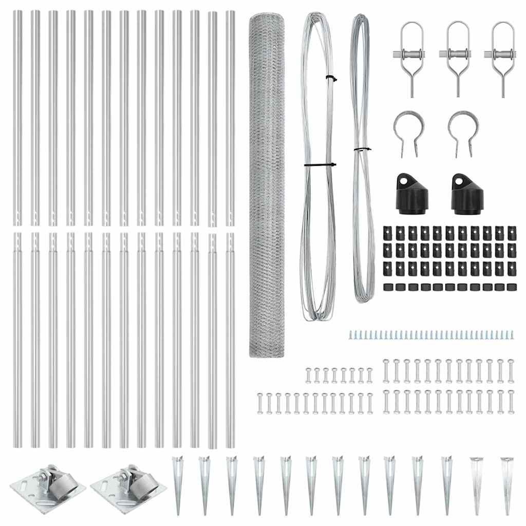 Recinzione con pali. Argento 1.5 x 25 m 3353389