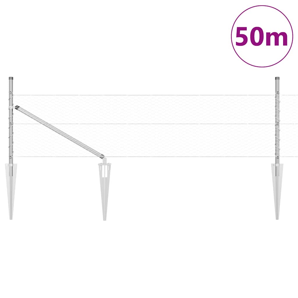 Recinzione con pali. Argento 0.8 x 50 m 3353409