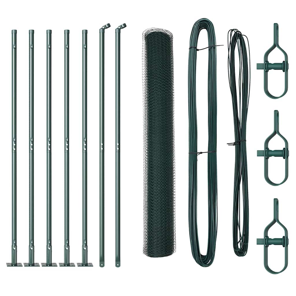 Recinzione con pali. Verde 1.2 x 10 m Acciaio rivestito in PVC 3353485