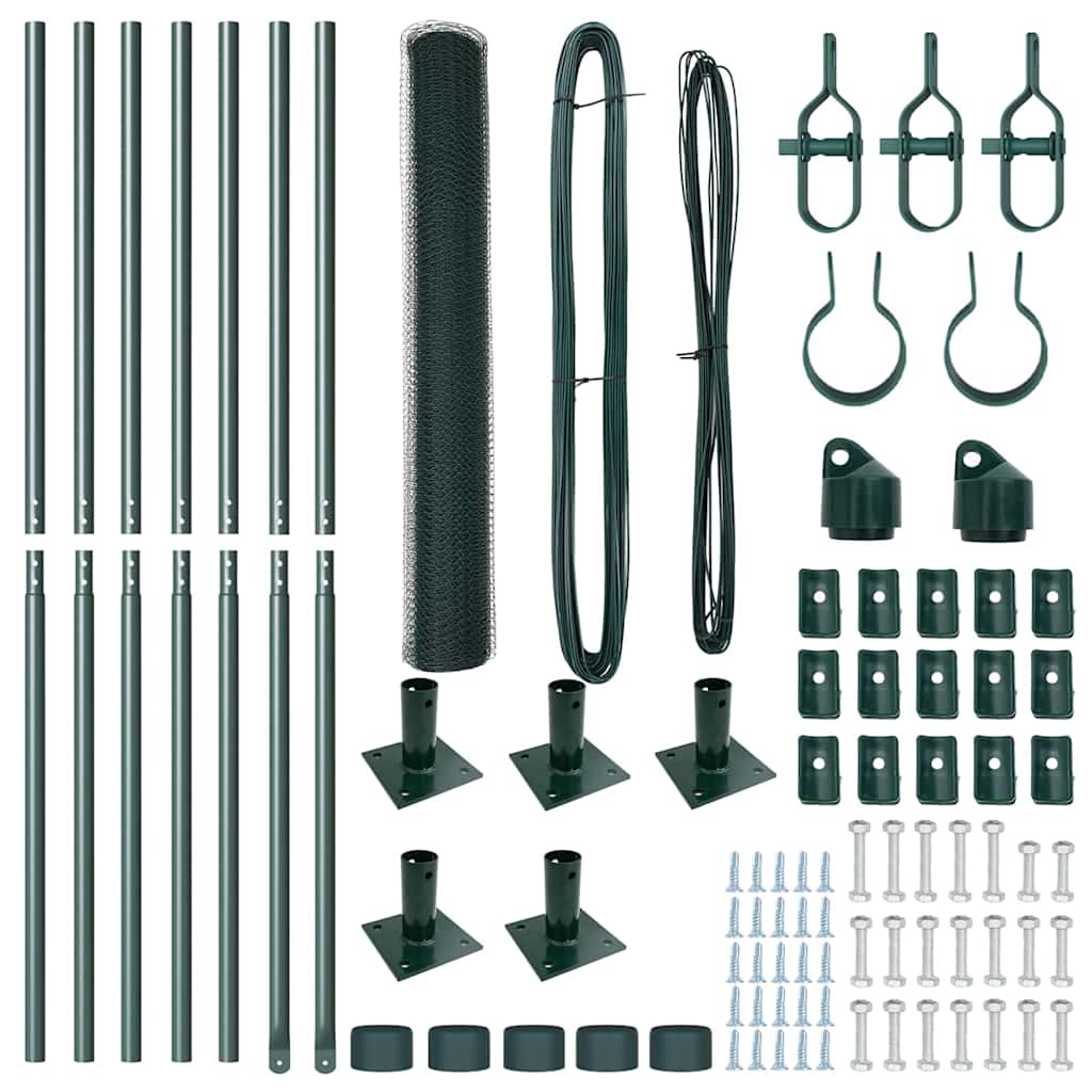 Recinzione con pali. Verde 1.2 x 10 m Acciaio rivestito in PVC 3353485