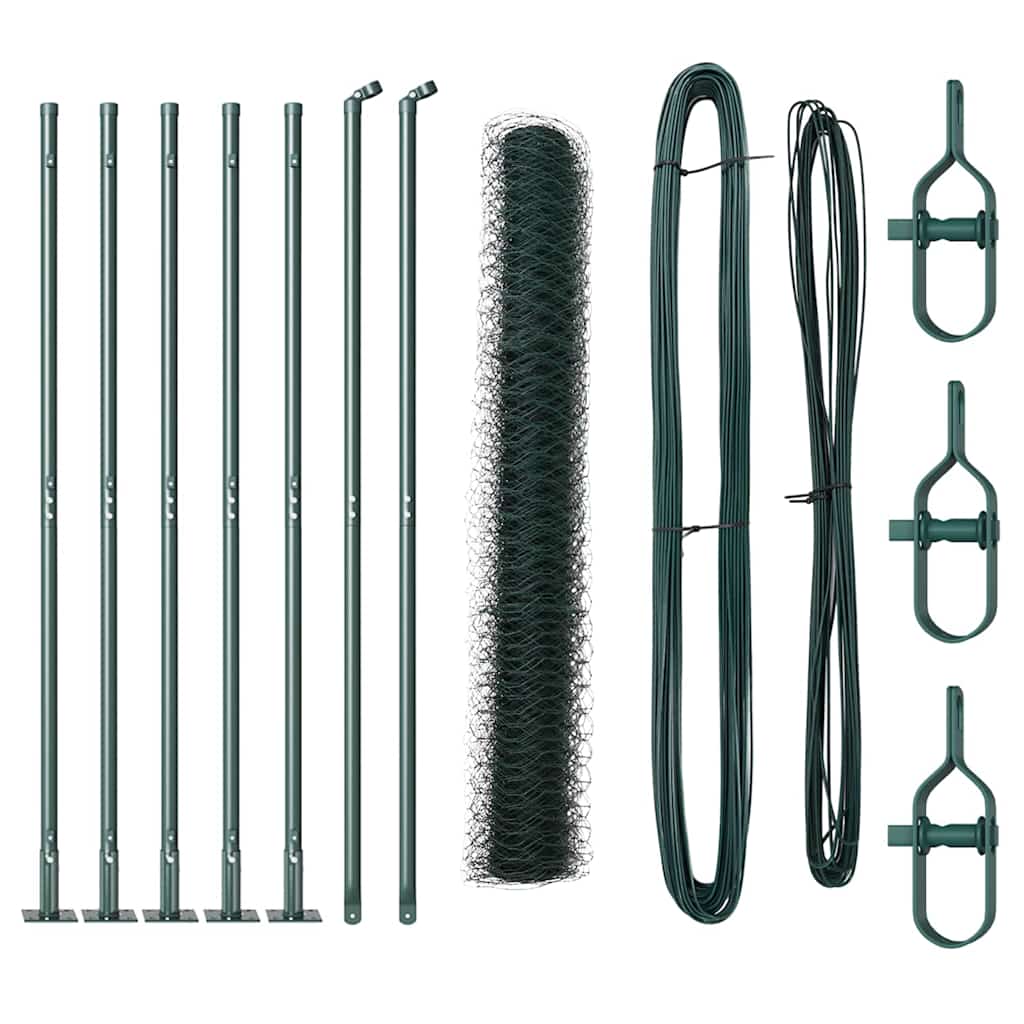 Recinzione con pali. Verde 1.2 x 10 m Acciaio rivestito in PVC 3353486