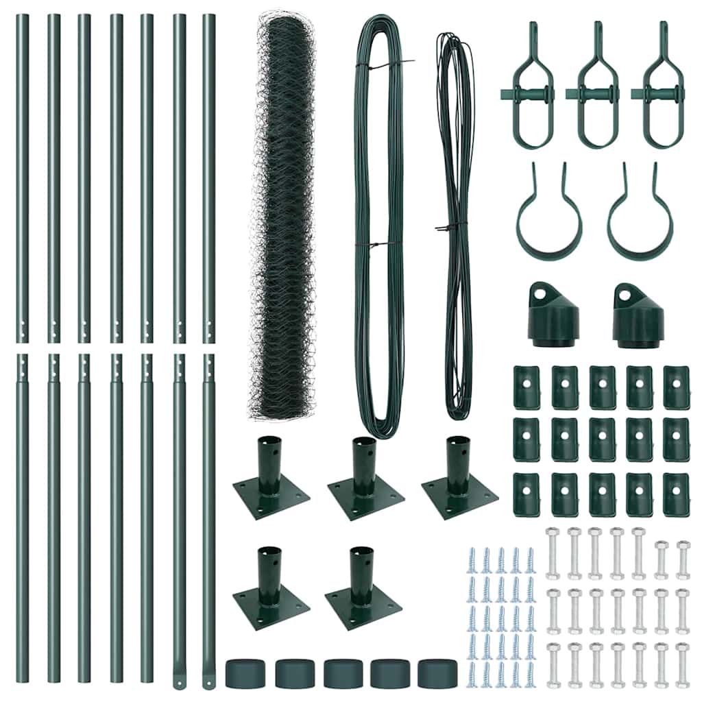 Recinzione con pali. Verde 1.2 x 10 m Acciaio rivestito in PVC 3353486