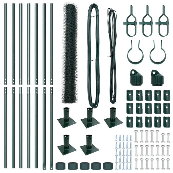 Recinzione con pali. Verde 1.2 x 10 m Acciaio rivestito in PVC 3353486