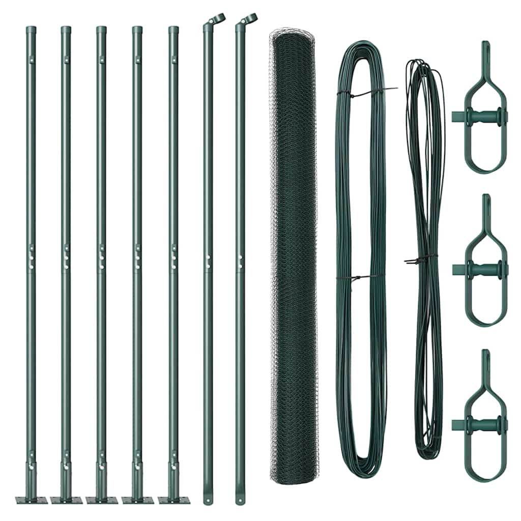 Recinzione con pali. Verde 1.4 x 10 m Acciaio rivestito in PVC 3353488