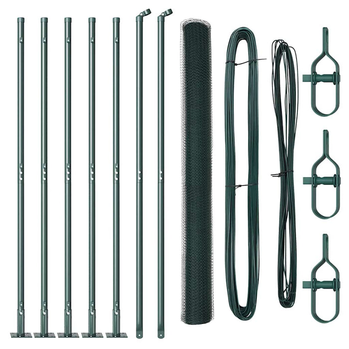 Recinzione con pali. Verde 1.4 x 10 m Acciaio rivestito in PVC 3353488