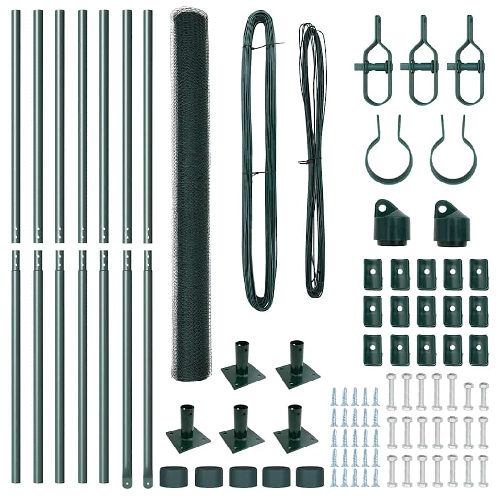 Recinzione con pali. Verde 1.4 x 10 m Acciaio rivestito in PVC 3353488