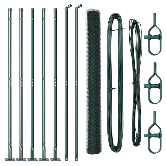 Recinzione con pali. Verde 1.5 x 10 m Acciaio rivestito in PVC 3353493