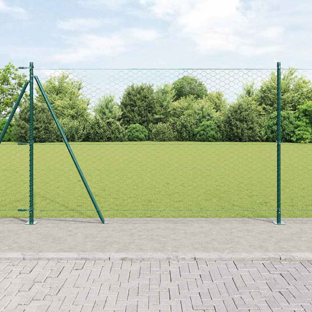 Recinzione con pali. Verde 1.6 x 10 m Acciaio rivestito in PVC 3353499