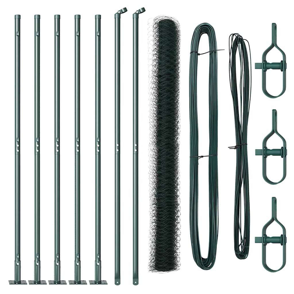 Recinzione con pali. Verde 1.6 x 10 m Acciaio rivestito in PVC 3353499