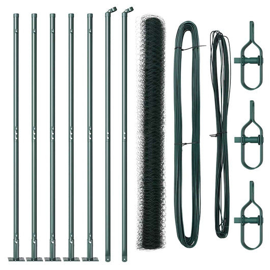 Recinzione con pali. Verde 1.6 x 10 m Acciaio rivestito in PVC 3353499