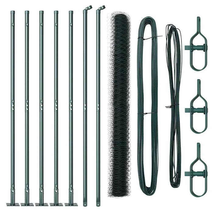 Recinzione con pali. Verde 1.6 x 10 m Acciaio rivestito in PVC 3353499