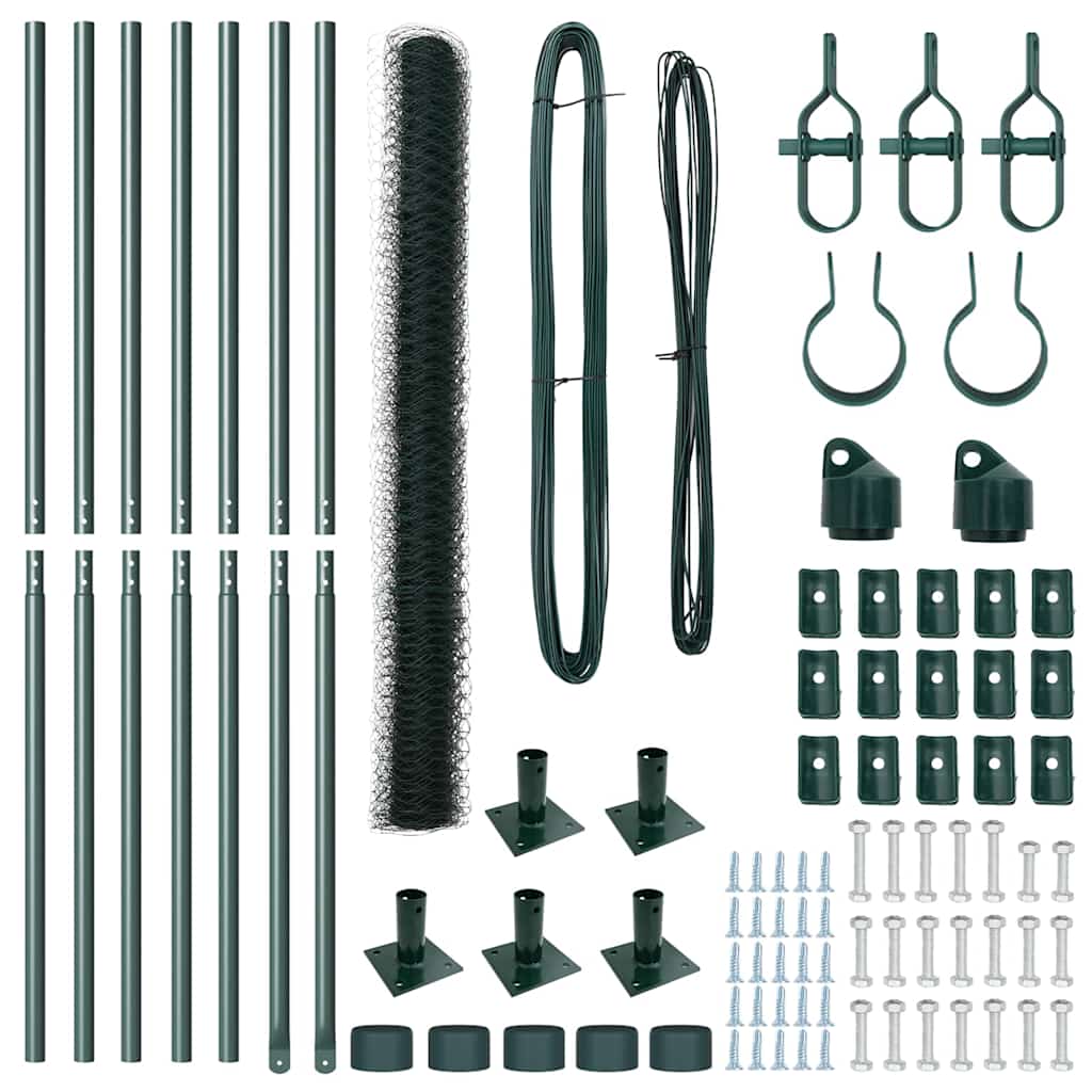 Recinzione con pali. Verde 1.6 x 10 m Acciaio rivestito in PVC 3353499