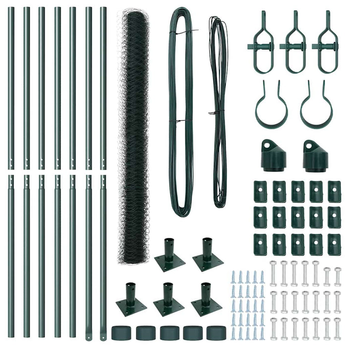 Recinzione con pali. Verde 1.6 x 10 m Acciaio rivestito in PVC 3353499